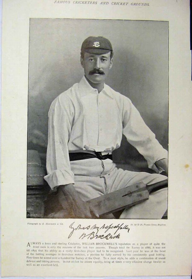 Print 1895 Cricket Photograph William Brockwell Mc