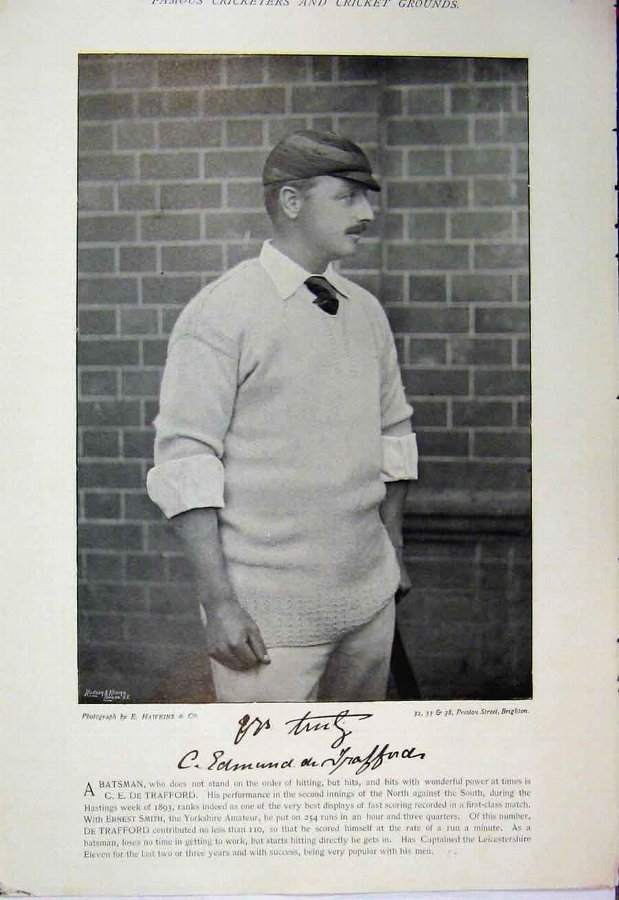 Print 1895 Cricket Phototgraph Edmund Trafford Joh