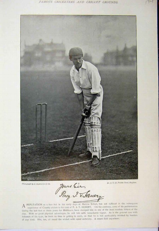 Print 1895 Cricket Players Photograph Henery Hill