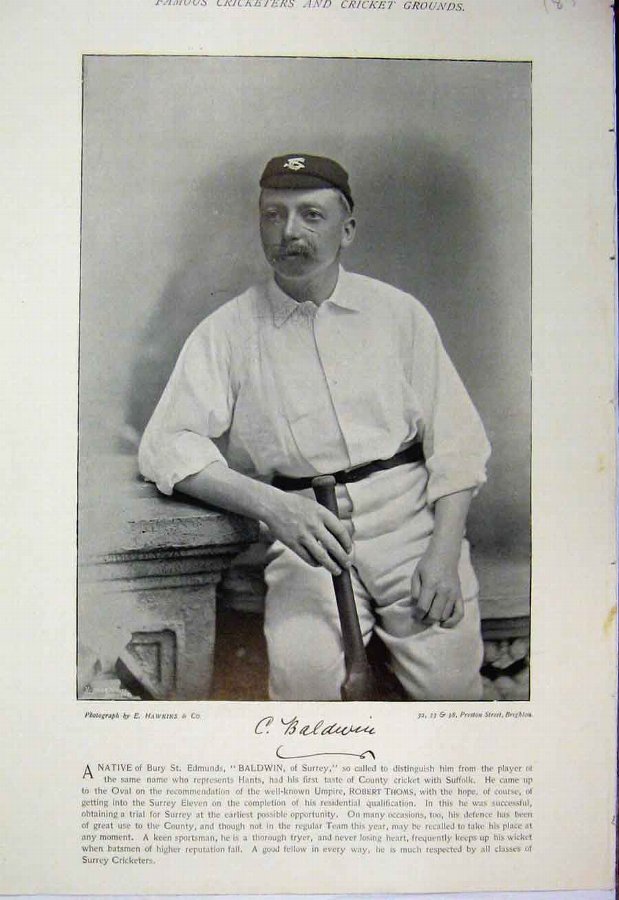 Print 1895 Cricket Sport Baldwin David Denton Phot