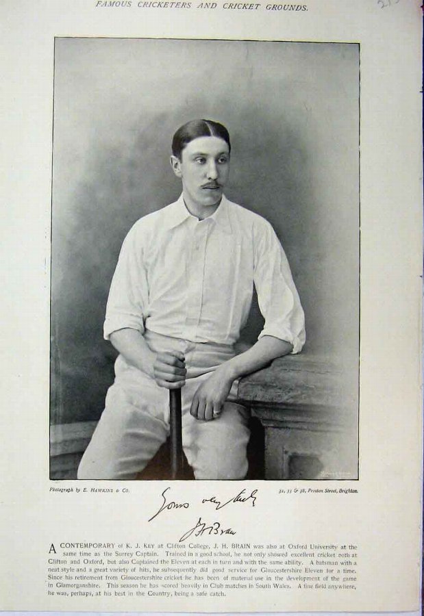 Print 1895 Cricket Sport Brain Oxford Patterson Ha