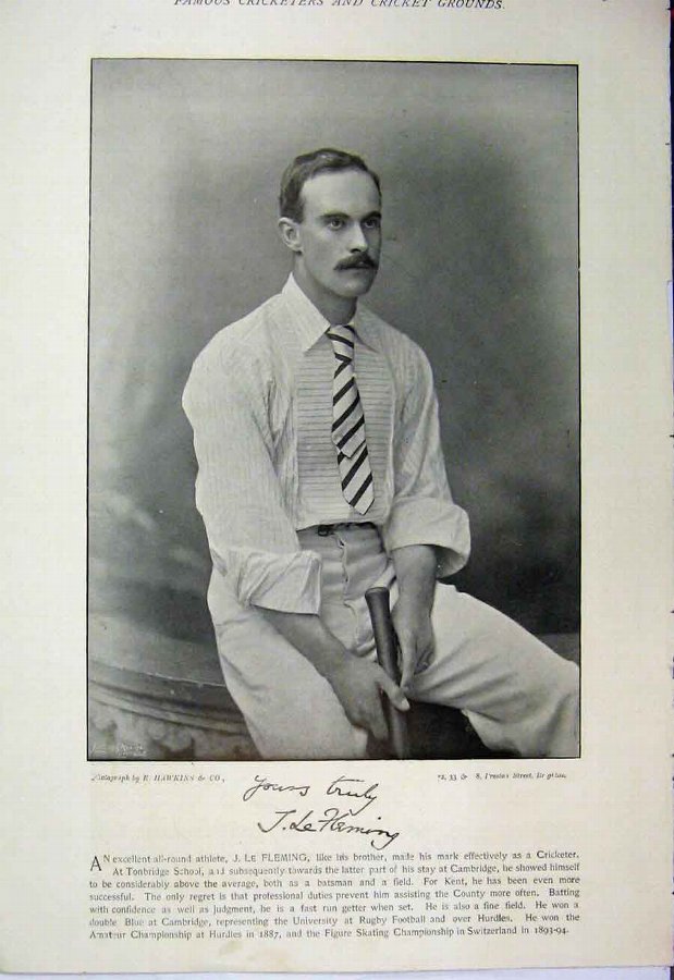 Print 1895 Cricket Sport Fleming Essex Mead Photog