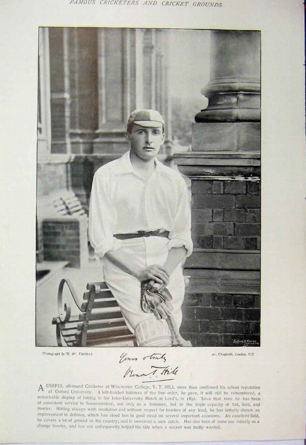 Print 1895 Cricket Sport Hill Winchester Wilson Ph