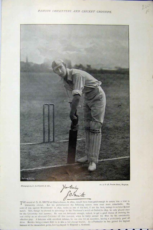 Print 1895 Smith Pike Famous Cricket Sport Photogr
