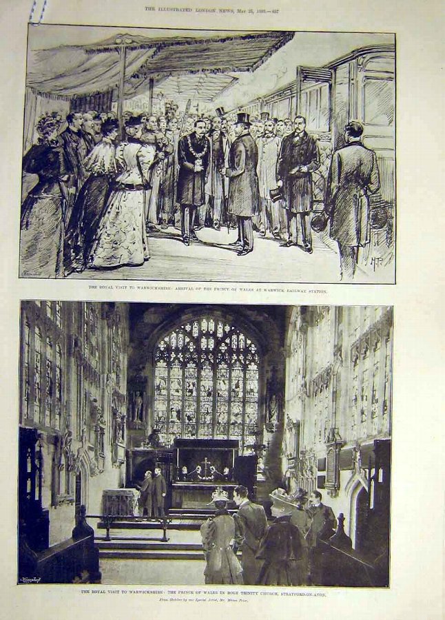 Print 1895 Warwickshire Railway Station Prince Wal