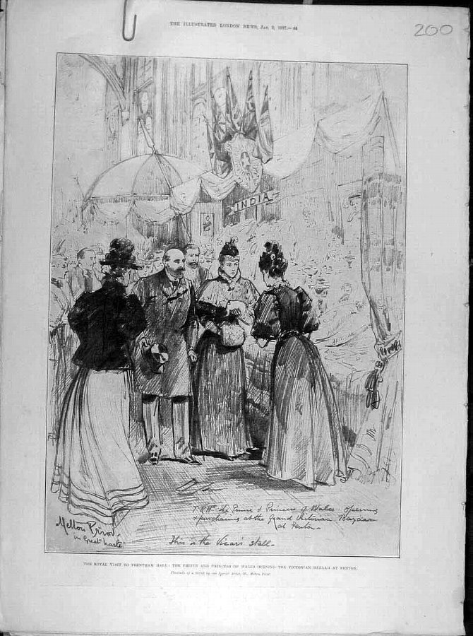 Print 1897 Trentahm Hall Royal Visit Victorian Baz
