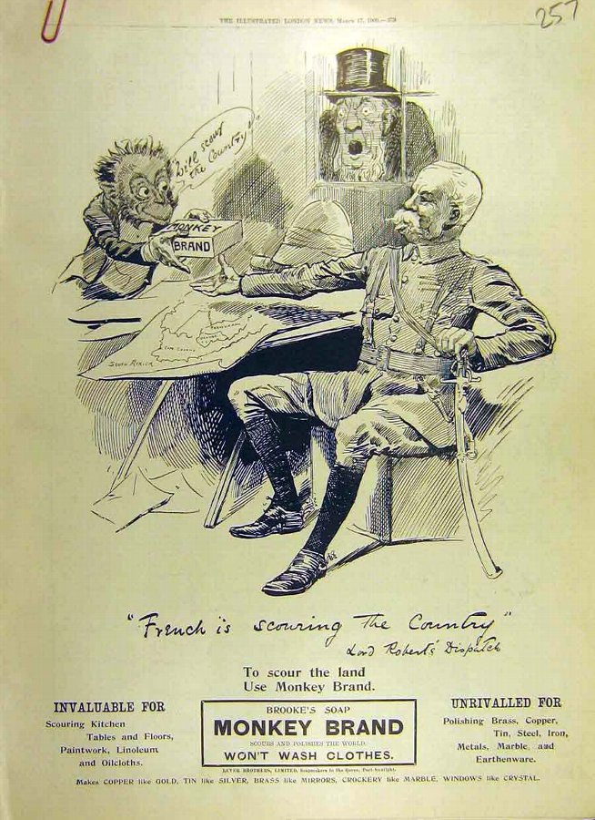 Print 1900 Monkey Brand Soap Officer Lever Old Adv