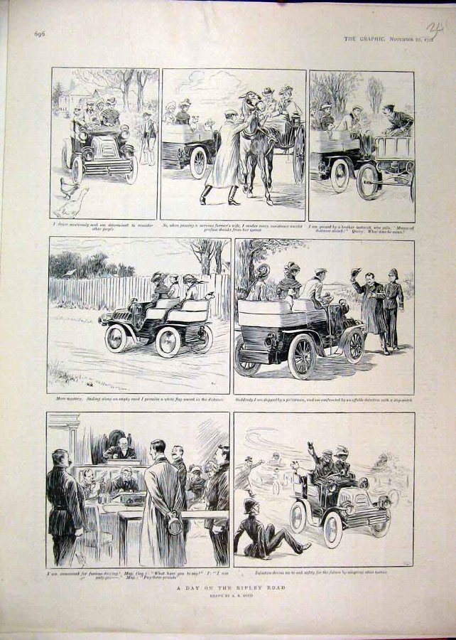 Print 1902 Ripley Road Driving Car Horse Carriage