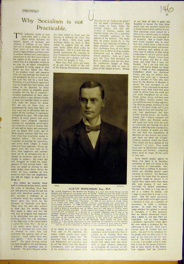 Print 1922 Portrait Austin Hopkinson Member Mossle