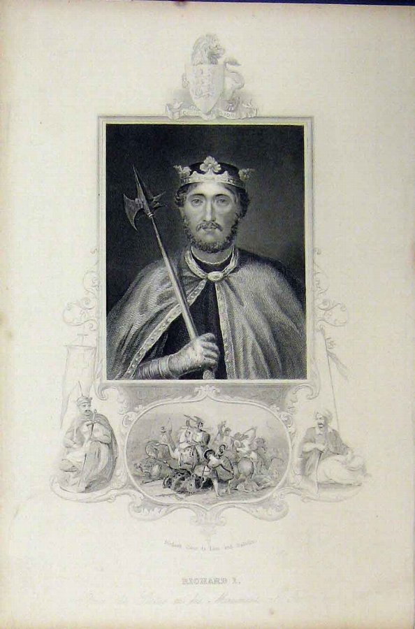 Print Portrait C1850 King Richard I Coeur Lion 301