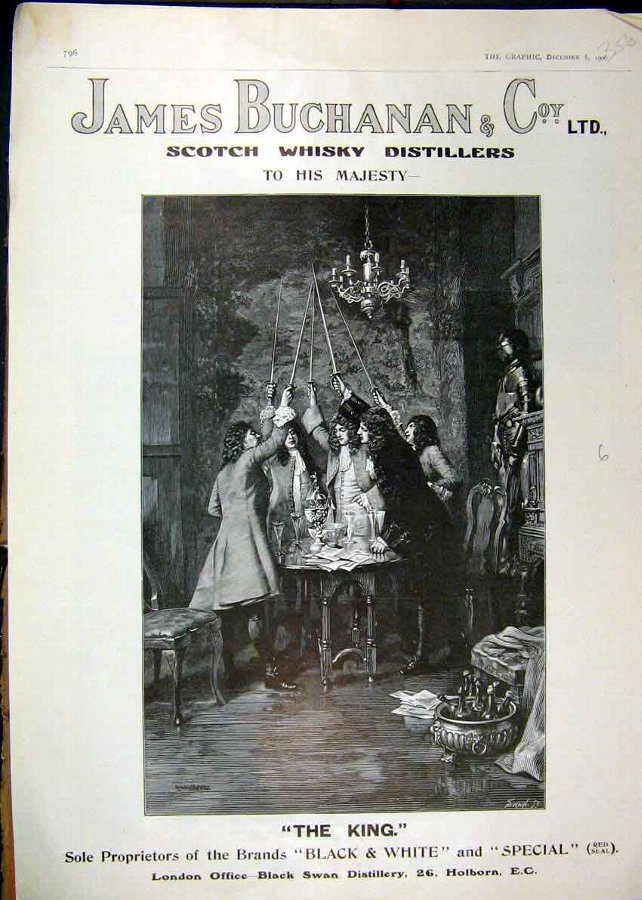 Print Advert James Buchanan 1906 Scotch Whisky Dis