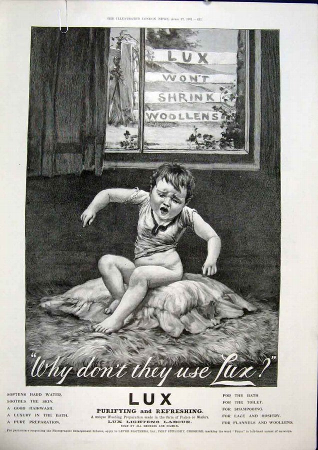 Print Advert Lux Soap Flakes Wafers Washing Old 19
