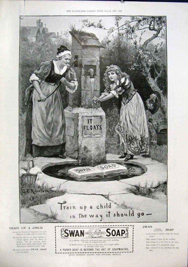 Print Advert Swan Soap Well Advertisement Old 1901