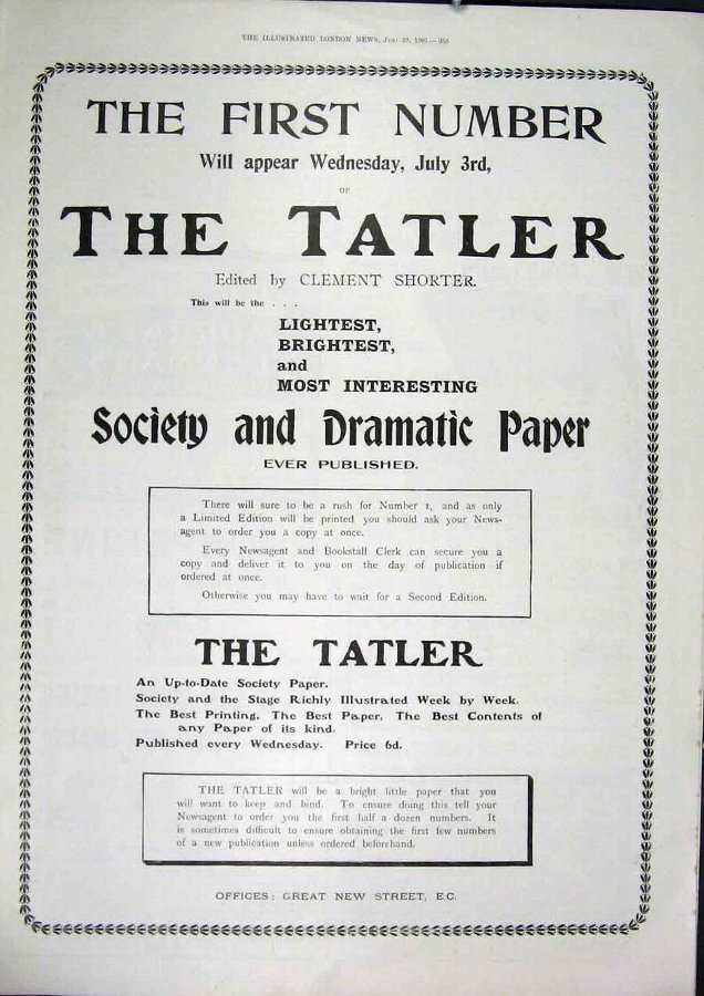 Print Advert Tatler Paper Elkington Drew Carter'S