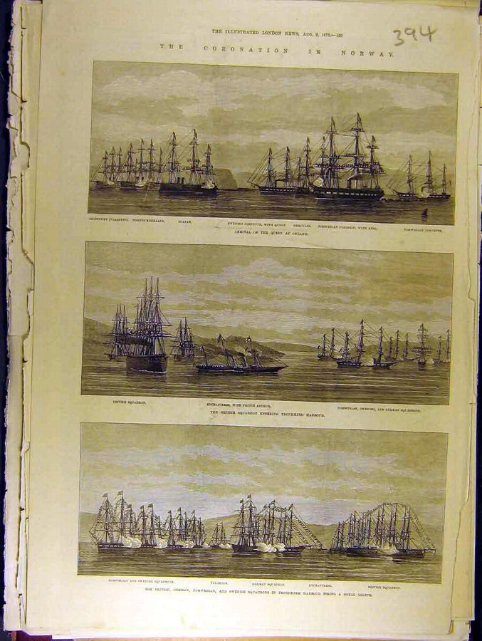 Print 1873 Coronation Norway Queen Orland Tronhjem