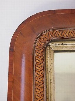 Antique Antique Victorian Walnut Overmantle Mirror - Marquetry Hall Wall Bedroom Mirror