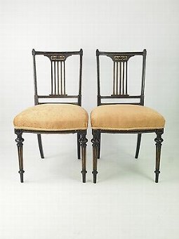 Antique Set 4 Antique Victorian Dining Chairs - Aesthetic Movement Regecny Revival Hall