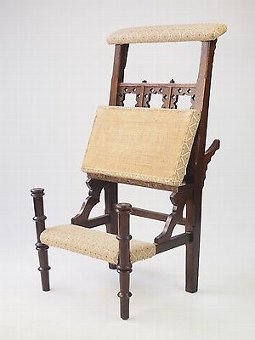 Antique Antique Victorian Oak Metamorphic Prayer Chair - Gothic Dresing Table Hall Chair