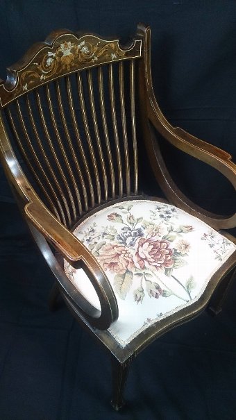 Antique Edwardian inlaid armchair.