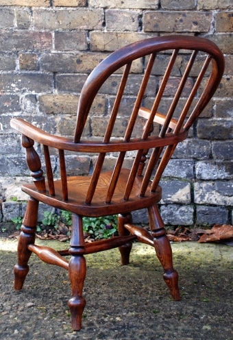 Antique Childs Ash and Elm Windsor Chair, circa 1880
