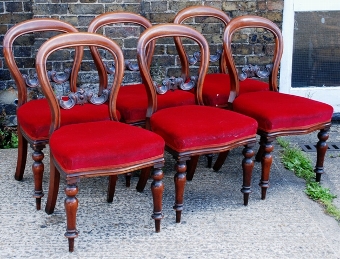 Antique Set of Six Victorian Mahogany Dining Chairs