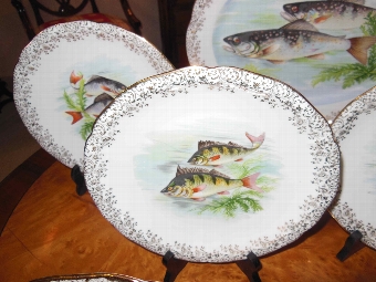 Antique Stunning French Limoges porcelain 14 piece Fish Set/Service