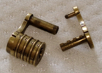 Antique ANTIQUE 19th CENTURY SMALL BRASS COMBINATION LOCK