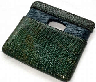 VINTAGE SNAKE/LIZARD SKIN LEATHER CARD CASE c.1910 (EXCEPTIONAL CONDITION)