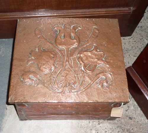 Antique Art Nouveau Copper Coal Box