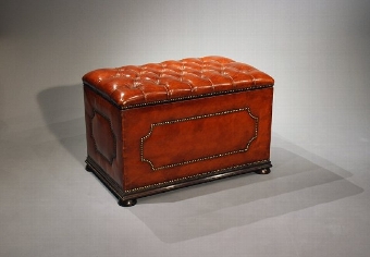 Antique Leather Upholstered Ottoman