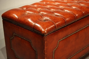 Antique Antique Leather Upholstered Ottoman