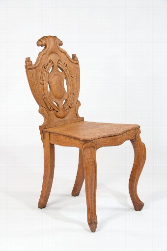 Antique A pair of Victorian Oak Hall Chairs