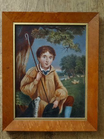 Antique CIRCA 1835 19thc REGENCY OIL PAINTING 'THE SHEPPARD, HIS DOG AND THE FLOCK'