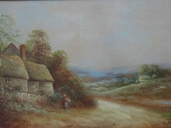 Antique 'George Jennings' LATE 19th CENTURY ENGLISH COUNTRY LANDSCAPE OIL PAINTING