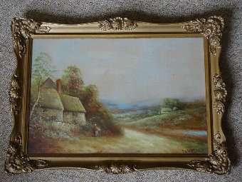Antique 'George Jennings' LATE 19th CENTURY ENGLISH COUNTRY LANDSCAPE OIL PAINTING