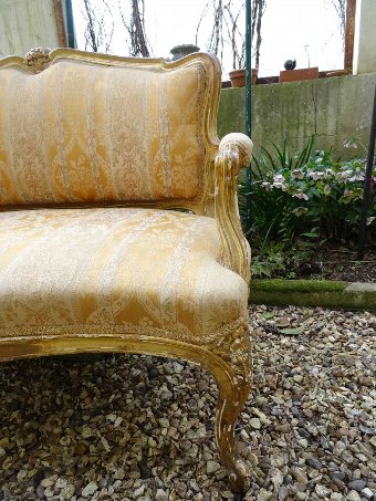 Antique SUPERB 19thc SHABBY CHIC FRENCH LOUIS XVI GILTWOOD UPHOLSTERED SOFA SETTEE