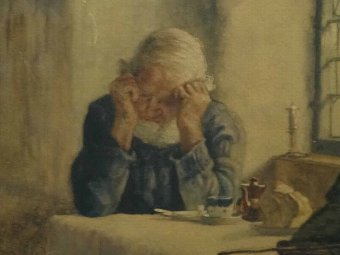Antique W A Rollasor (1889) BEAUTIFUL INTERIOR OIL PORTRAIT PAINTING OF AN ELDERLY GENT