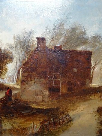 Antique Att: Henry Shirley (1843-1870) FABULOUS COUNTRY LANDSCAPE OIL PAINTING C 1860