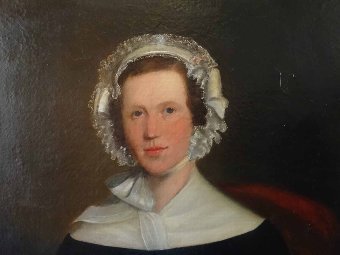 Antique LARGE BEAUTIFUL EARLY 19thc OIL PORTRAIT PAINTING OF A PRETTY SOCIETY LADY