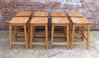 Antique Vintage bum shaped beech school stools