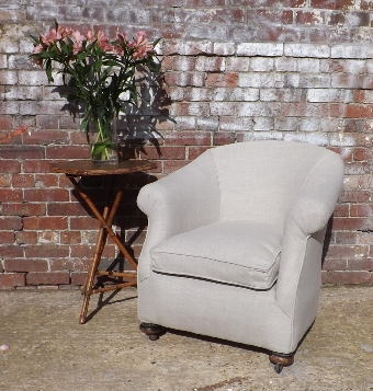 Newly up-holstered Antique English tub chair