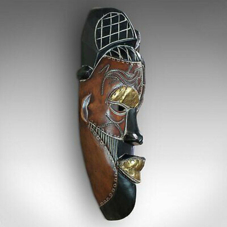 Antique Vintage Tikar Tribal Mask, Cameroon, African, Tropical Hardwood, Circa 1970