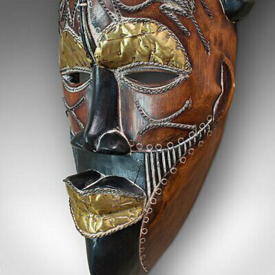 Antique Vintage Tikar Tribal Mask, Cameroon, African, Tropical Hardwood, Circa 1970