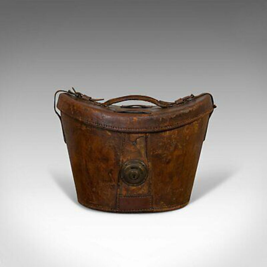 Antique Antique Hat Box, English, Leather, Case, Silk Top Hat, Dunn, Regency, Circa 1820