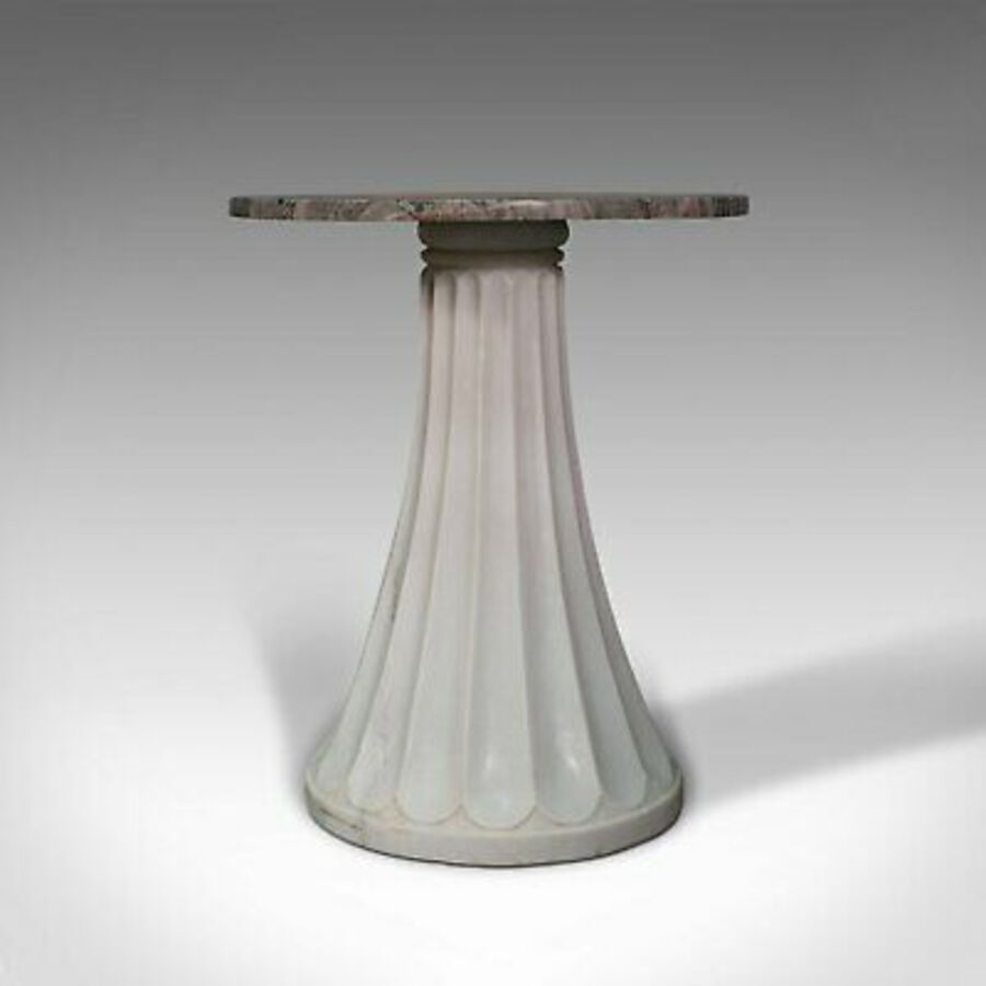 Antique Vintage Decorative Table, English, Marble, Circular, Side, Lamp, Mid 20th, 1960