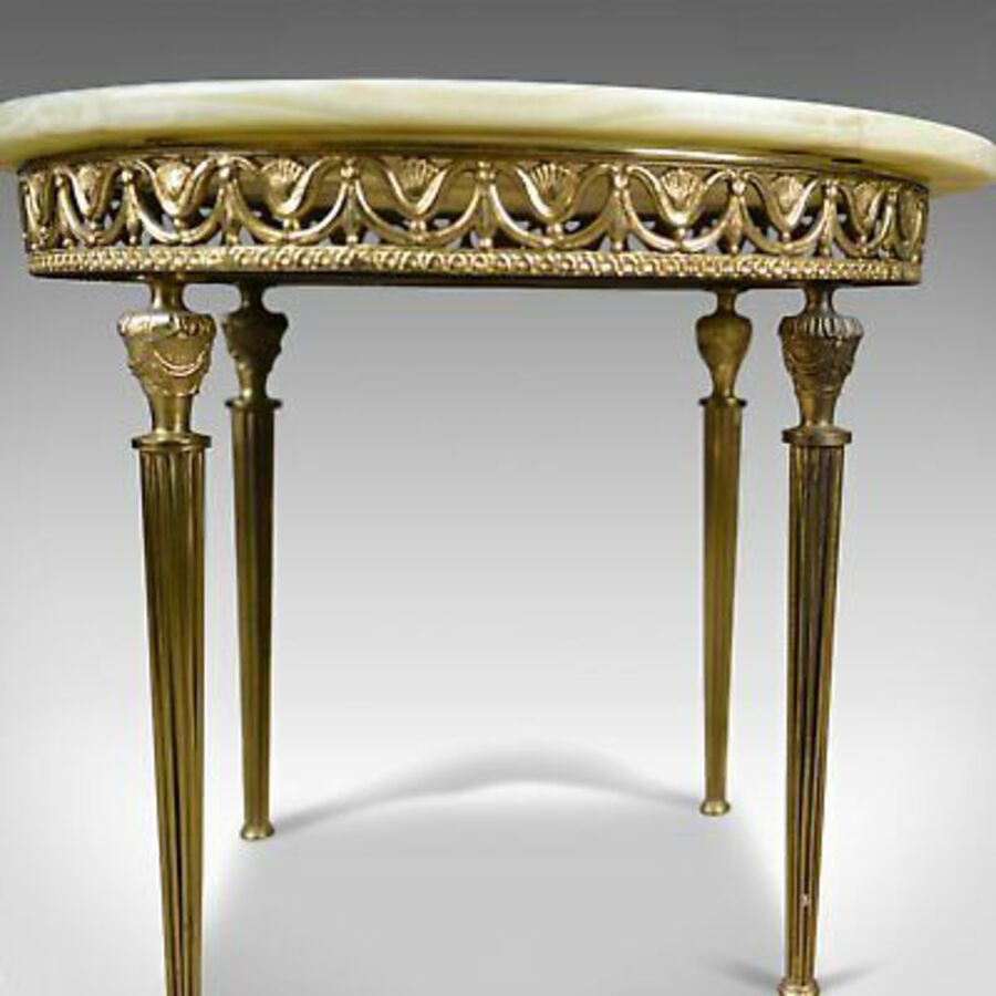 Antique Italianate Lamp Table, Gilt Metal, Onyx, Classical Revival, Side, Late C20th