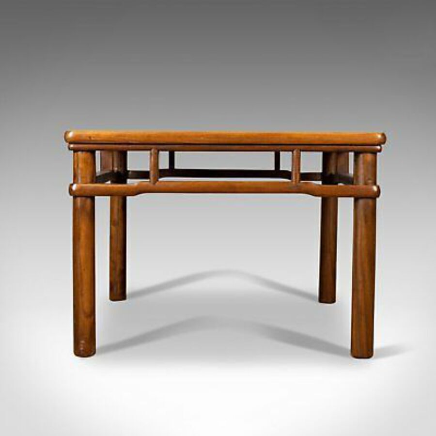 Antique Chinese Elm and Rattan Coffee Table, Side, Lamp, Late 20th Century