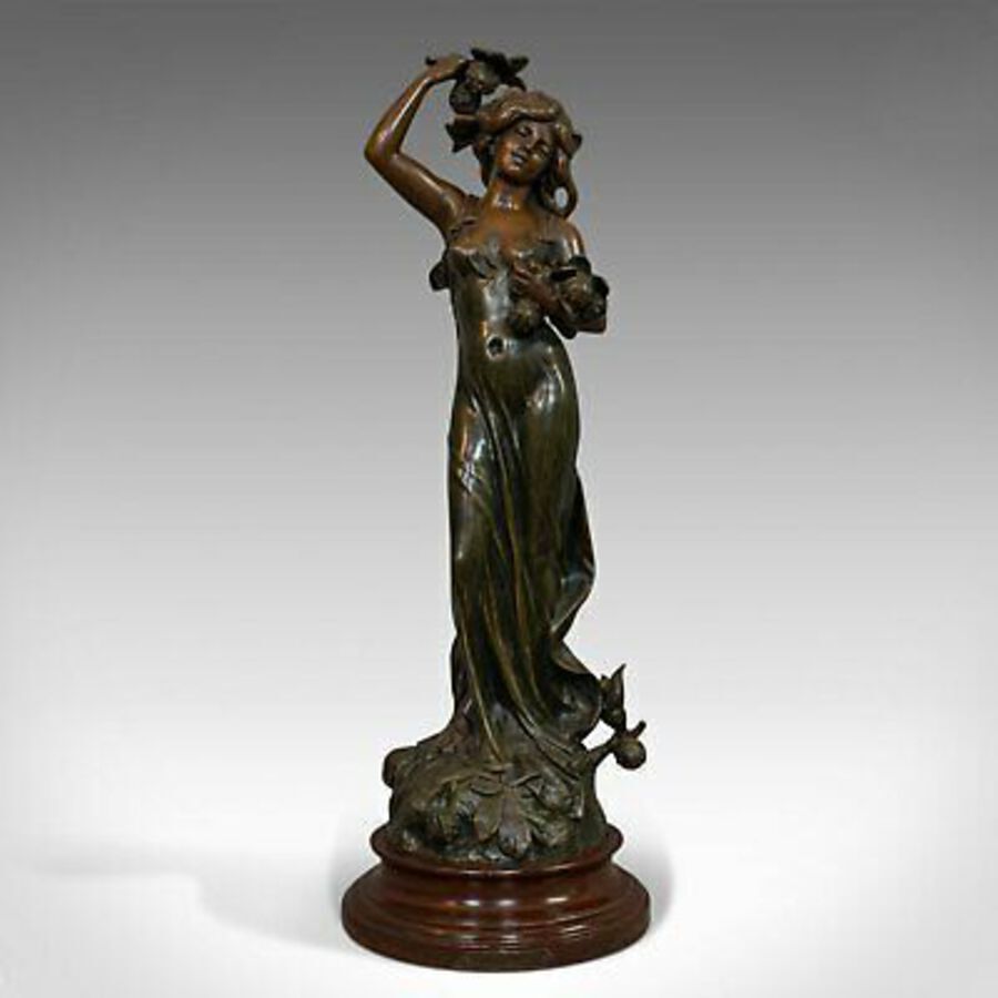 Antique Antique Female Figure, French, Bronze Spelter, Statue, Art Nouveau, Circa 1920