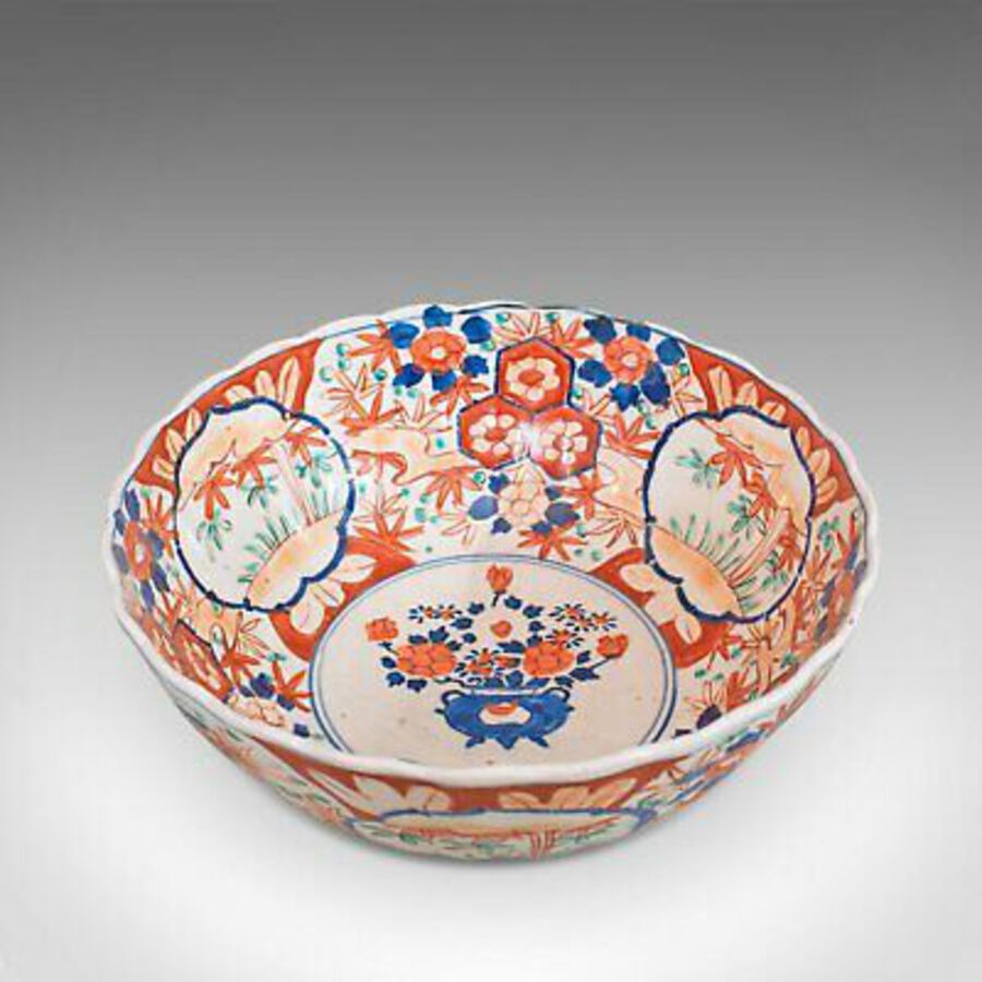 Antique Large Vintage Imari Bowl, Oriental, Ceramic, Serving Dish, Art Deco, Circa 1940