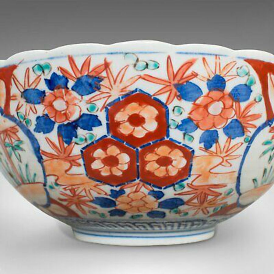 Antique Large Vintage Imari Bowl, Oriental, Ceramic, Serving Dish, Art Deco, Circa 1940